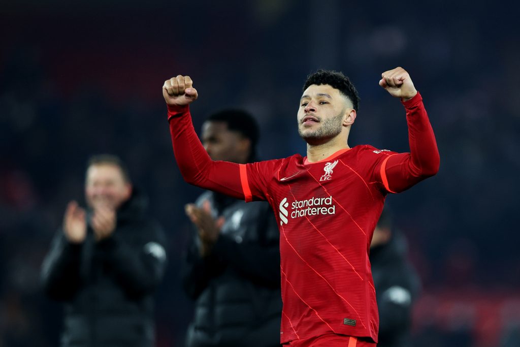 Alex Oxlade-Chamberlain celebrates with Liverpool