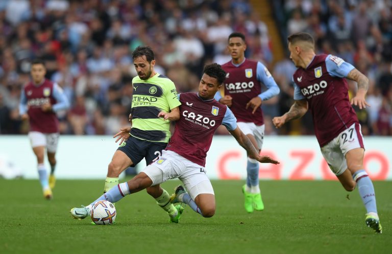 Boubacar Kamara in action for Aston Villa against Manchester City