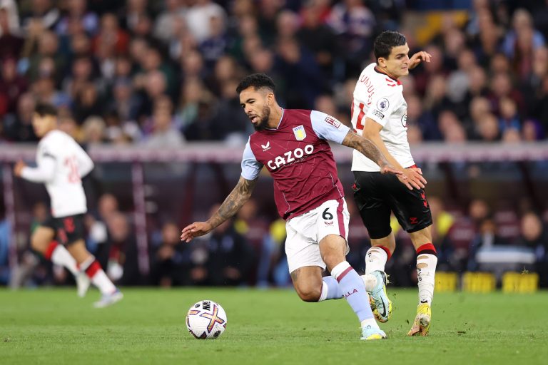 Douglas Luiz in action for Aston Villa