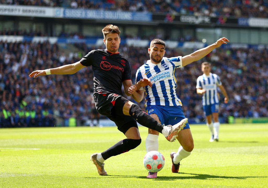 Jan Bednarek in action for Southampton against Brighton