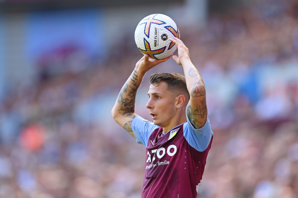 Lucas Digne in action for Aston Villa