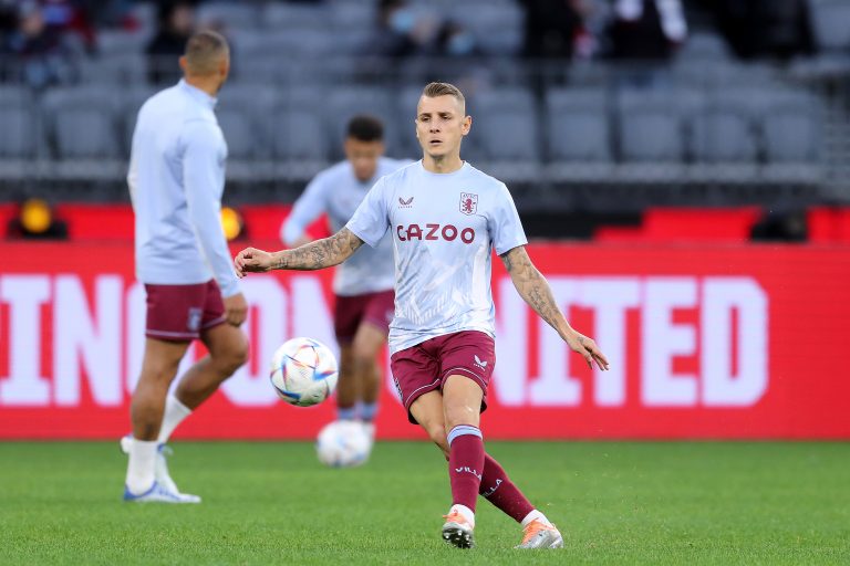 Lucas Digne in action for Aston Villa, used for France World Cup workload coverage