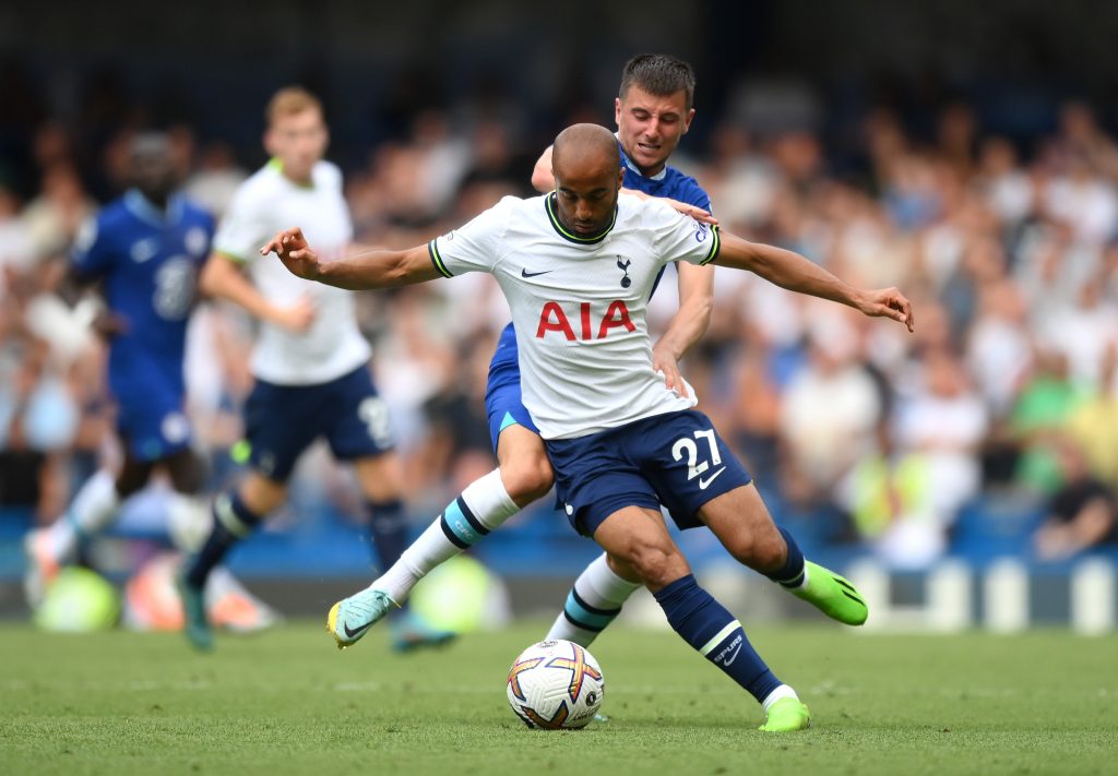 Lucas Moura in action for Tottenham Hotspur against Chelsea