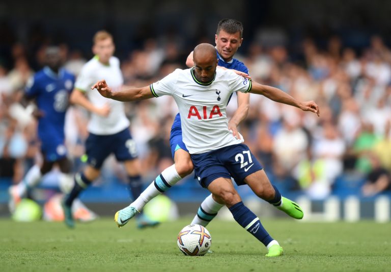 Lucas Moura in action for Tottenham Hotspur against Chelsea