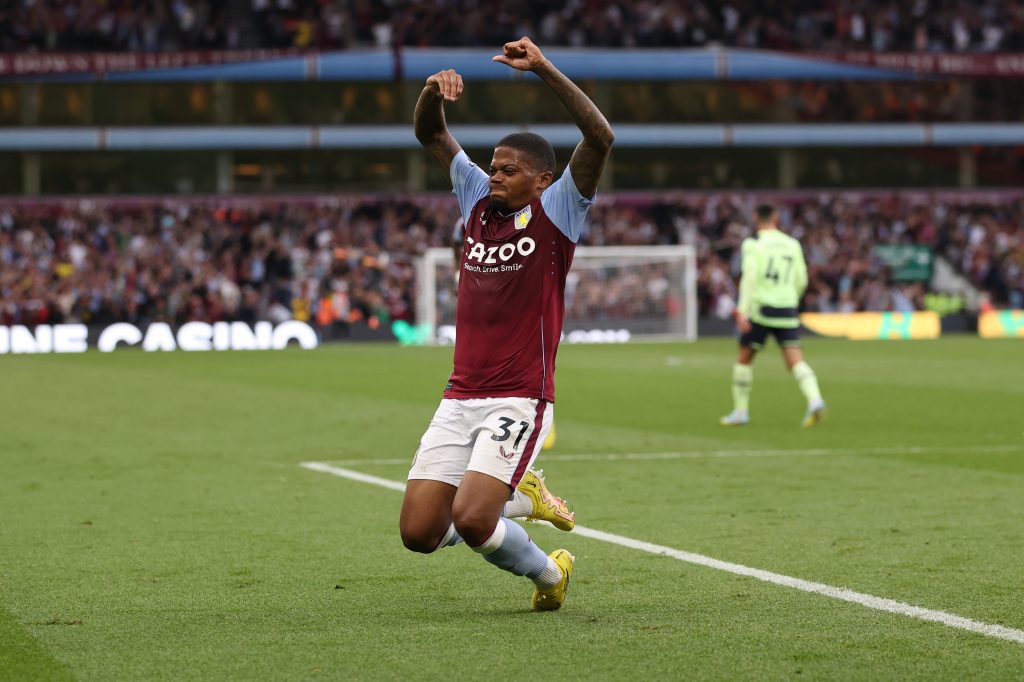 Leon Bailey celebrates scoring for Aston Villa