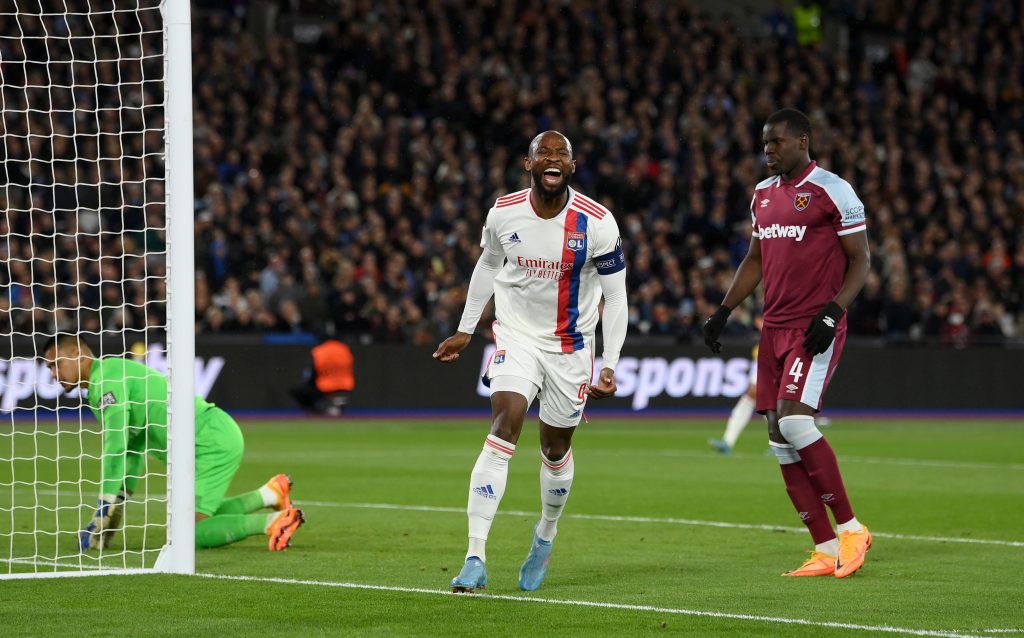 Moussa Dembele celebrates scoring against West Ham United