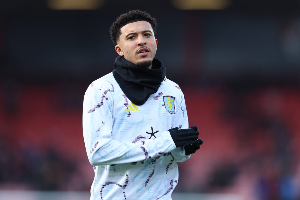 Jadon Sancho in action, referenced in Aston Villa wide attacker transfer context