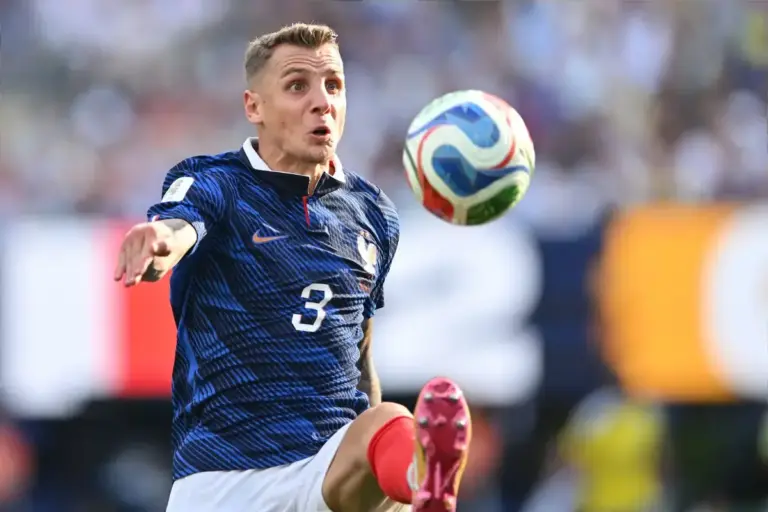 Lucas Digne celebrates helping France reach the World Cup semi-final