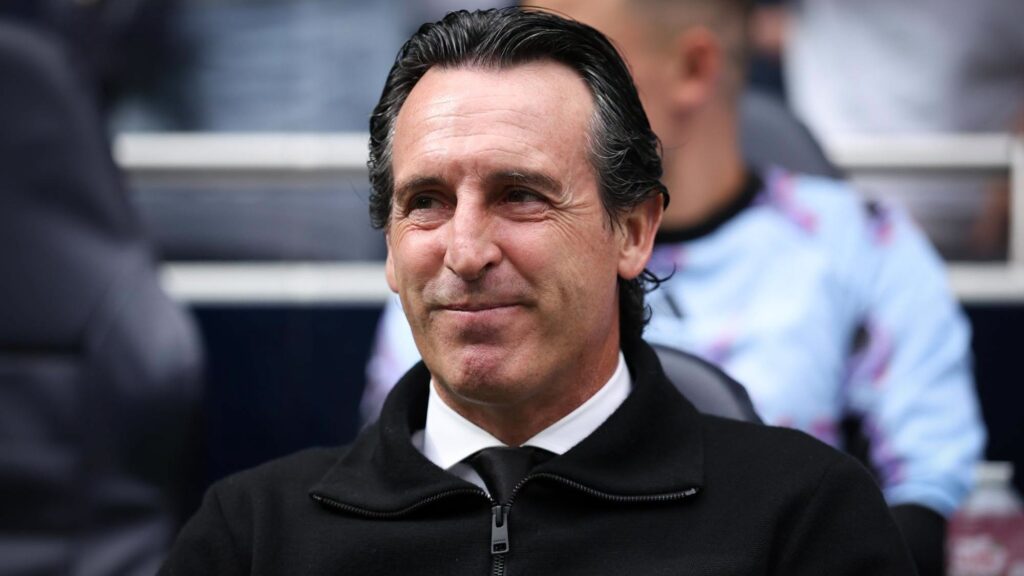 unai emery aston villa rebuild: Unai Emery seated during a football match