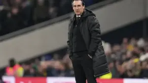 aston villa vs man city: Unai Emery during a match